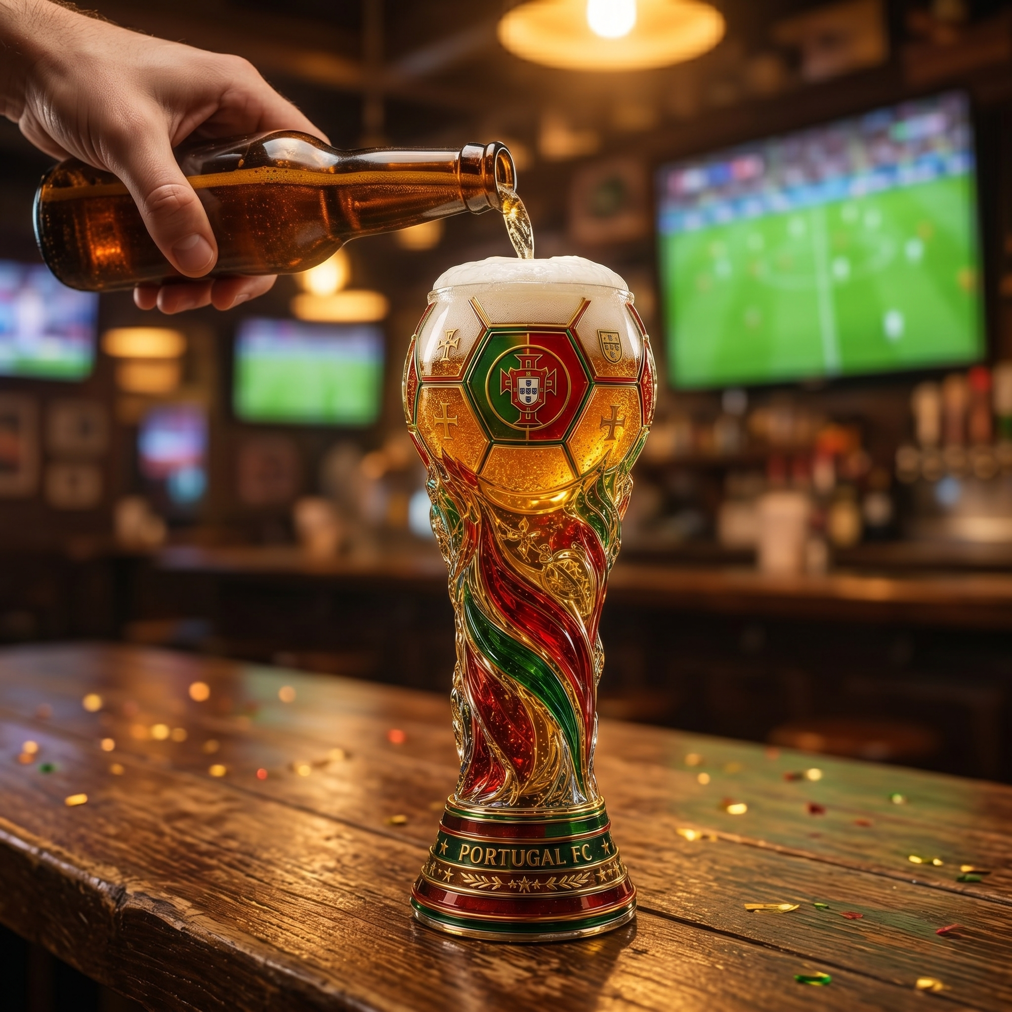 Premium POR Soccer Trophy Beer Glass TNSM