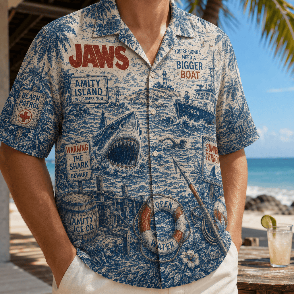 PREMIUM JAWS HAWAIIAN SHIRT TTNL