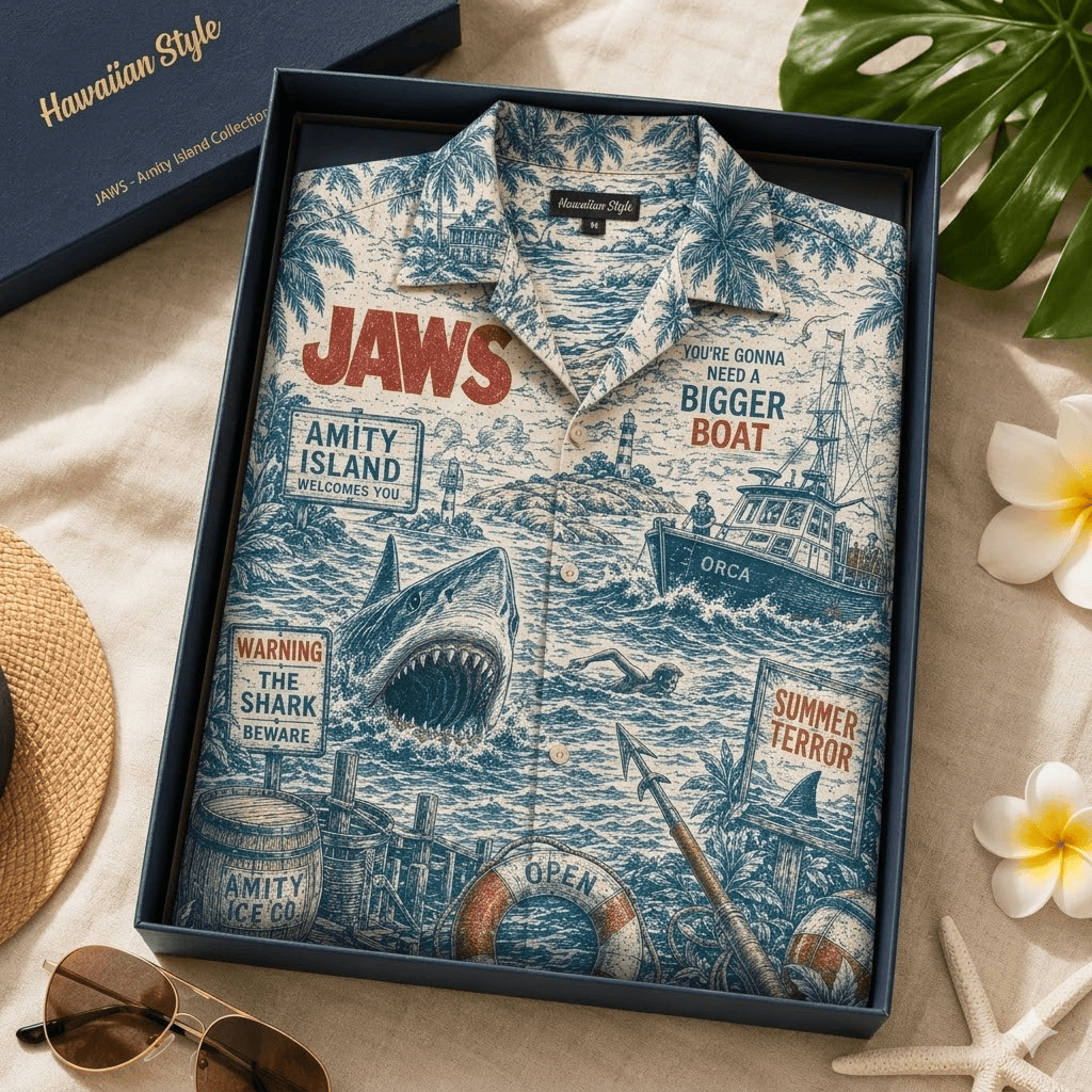 PREMIUM JAWS HAWAIIAN SHIRT TTNL