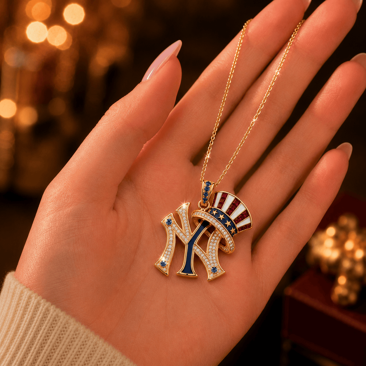 NYY Solid Gold Chain with Diamond Pendant TMH